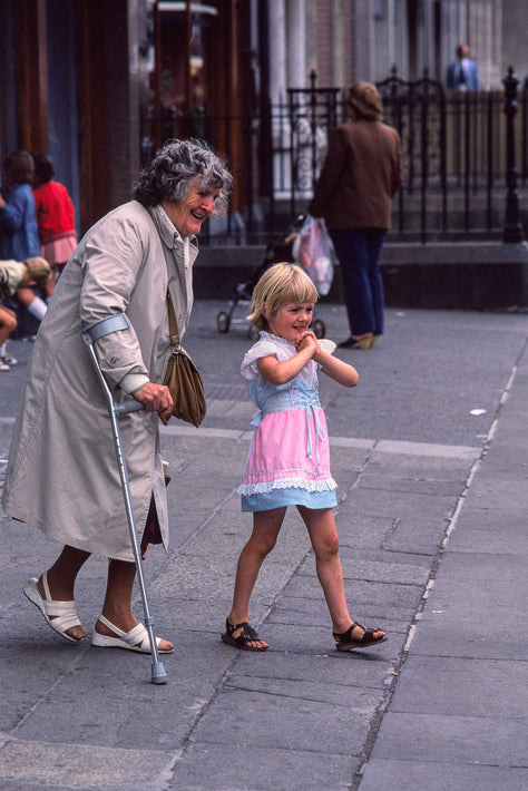 Young Girl, Woman with Cane, Ireland