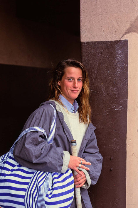 Young Woman with Striped Bag, Australia