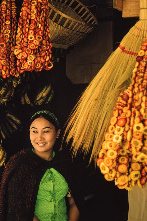 Woman in Green, Flowers, Philippines