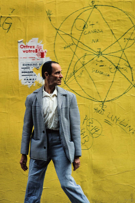 Man Walking in front of Yellow Wall, Paris